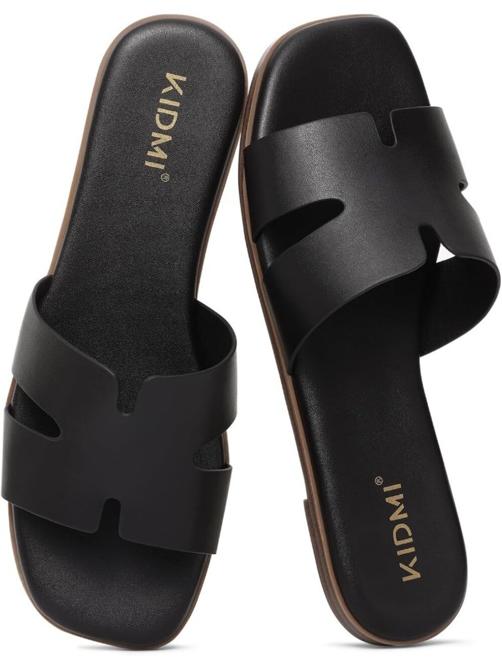 Women's Slip On Dressy Flat Sandals Open Toe Casual Summer Slides Black